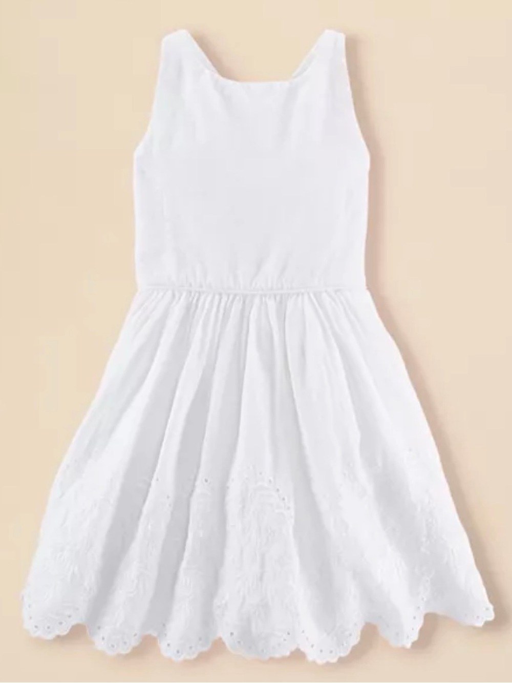 Girls Ralph Lauren White Sleeveless Eyelet Dress